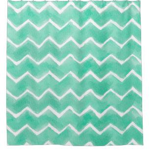 Aqua Chevron Shower Curtain