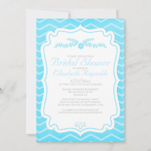 Aqua Chevron Stripes Invitations de douche nuptial