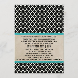 Aqua Chic Quatrefoil Wedding Invite