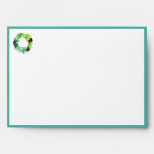 Aqua   CHRISTMAS WREATH   Festive Holiday Envelope