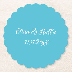 Aqua coastal beach paper coaster