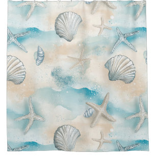 Aqua Coastal Seashells & Sparkle Starfish (3)
