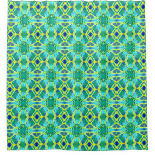 Aqua, Cobalt Blue and Yellow Tie Dye Pattern