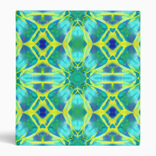 Aqua, Cobalt Blue and Yellow Tie Dye Pattern Binder