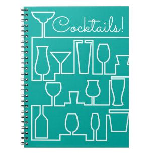 Aqua cocktail party notebook