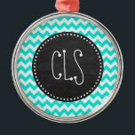 Aqua Colour Chevron; Vintage Chalkboard look Metal Ornament<br><div class="desc">You will love this cute, elegant, vintage chalkboard design with Aqua Colour Chevron; zig zag pattern design! We invite you to our store, Baby Shower Boutique, to view this cool retro blackboard design on many more great customizable products, including retro Baby Shower invitations and baby boy & girl gifts! Thank...</div>