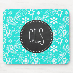 Aqua Colour Paisley; Floral; Retro Chalkboard Mouse Pad