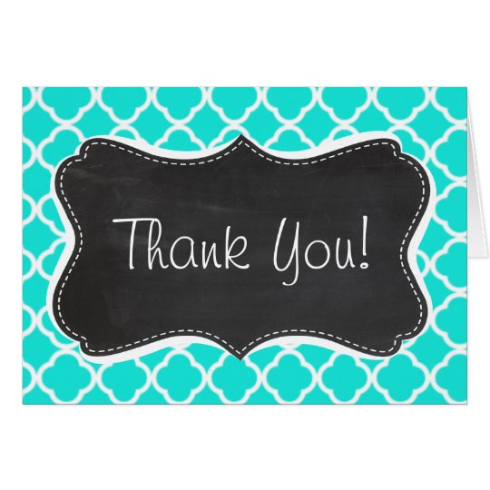 Aqua Colour Quatrefoil; Vintage Chalkboard look Card