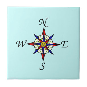 Aqua Compass Rose Tile
