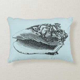 Aqua Conch Shell Accent Pillow