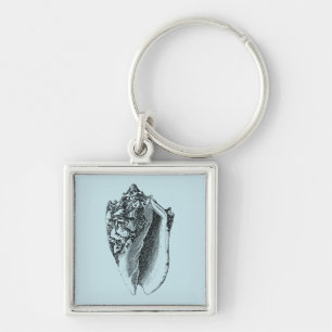 Aqua Conch Shell Keychain