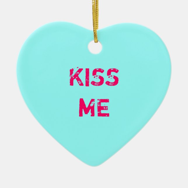 Aqua Conversation Heart Photo Ornament (Front)
