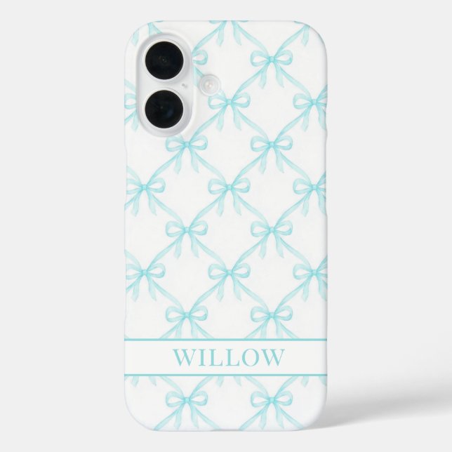 Aqua Coquette Watercolor Bows Case-Mate iPhone Case (Back)