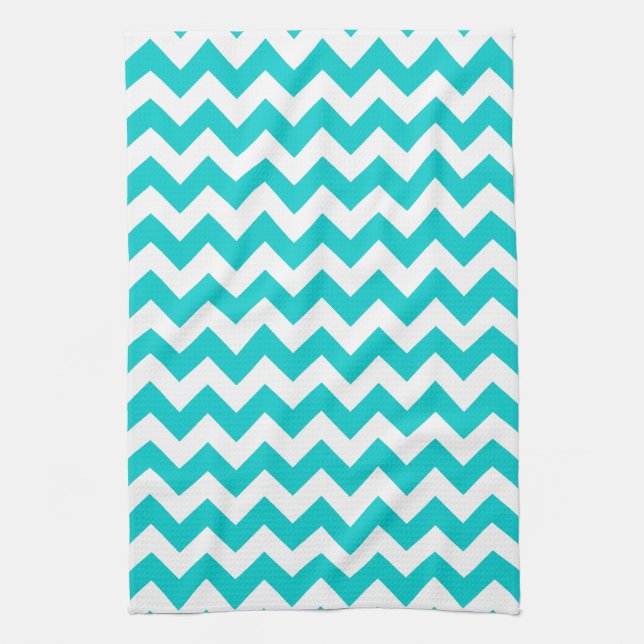 Aqua Coral Chevron moderne Imprimer Serviette de c (Vertical)