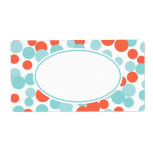 Aqua Coral Dots Labels