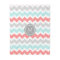 Aqua Coral Grey Chevron Pattern Monogram Blanket