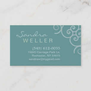 Aqua Corner Swirl Design - Personal Business Card