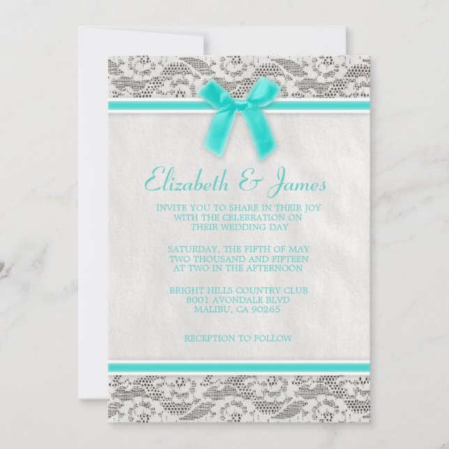 Aqua Country Lace Wedding invitations (Front)