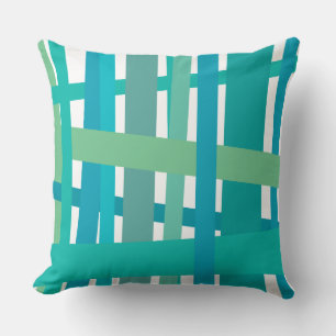 AQUA CRAZY LINES DESIGN Retro Throw Pillow