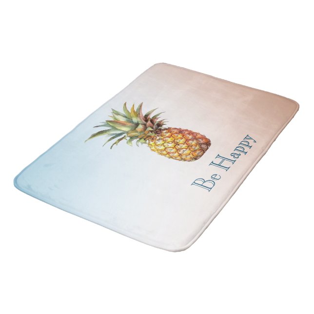 Aqua Cream Happy Tropical Pineapple Bath Mat (Angled)