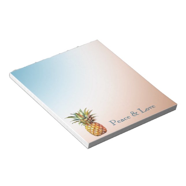 Aqua Cream Happy Tropical Pineapple Notepad (Angled)
