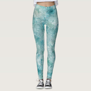 Aqua Crystal Geode Print Women’s Leggings