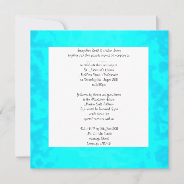 Aqua crystal wedding invitation 2 (Front)