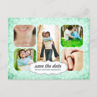 Aqua Custom Photo Save The Date Postcard