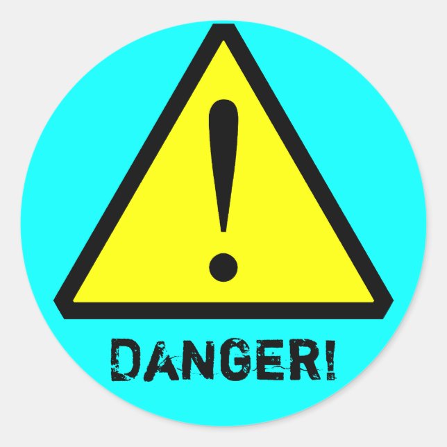Aqua Customizable Warning Symbol Sticker (Front)