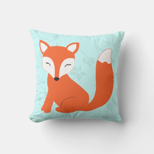 Aqua Cute baby fox coussin par Cindy Bendel (Recto)