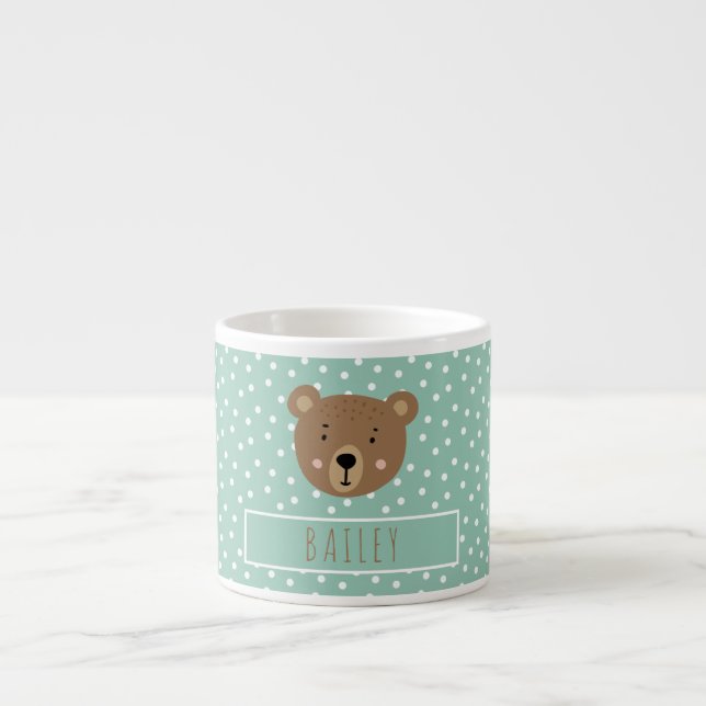 Aqua cute bear kids espresso cup (Front)