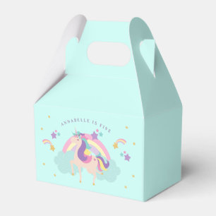 Aqua Cute Unicorn Rainbow Personalized Favor Box