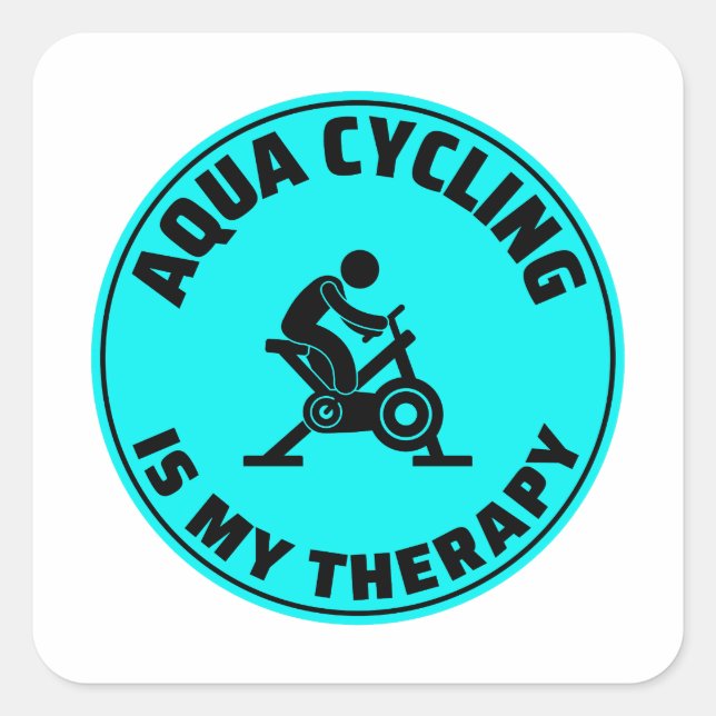 Aqua Cycling Swimming Pool Fitness Training Square Sticker (Front)