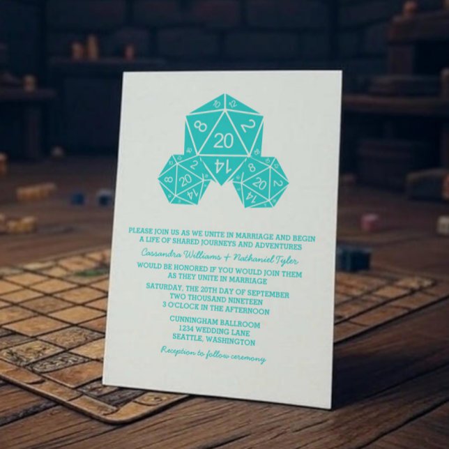 Aqua D20 Dice Wedding Invite (Aqua D20 Dice Wedding Invite)