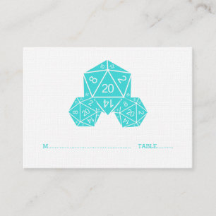 Aqua D20 Dice Wedding Place Card