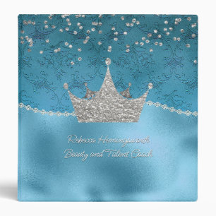 Aqua Damask and Diamonds Beauty Pageant Coach Binder