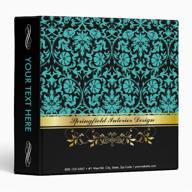 Aqua Damask Binder (Front/Spine)