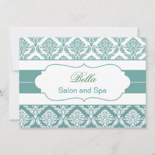 aqua damask Business Thank You Cards