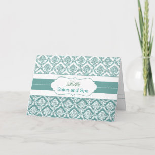 aqua damask Business Thank you Cartes