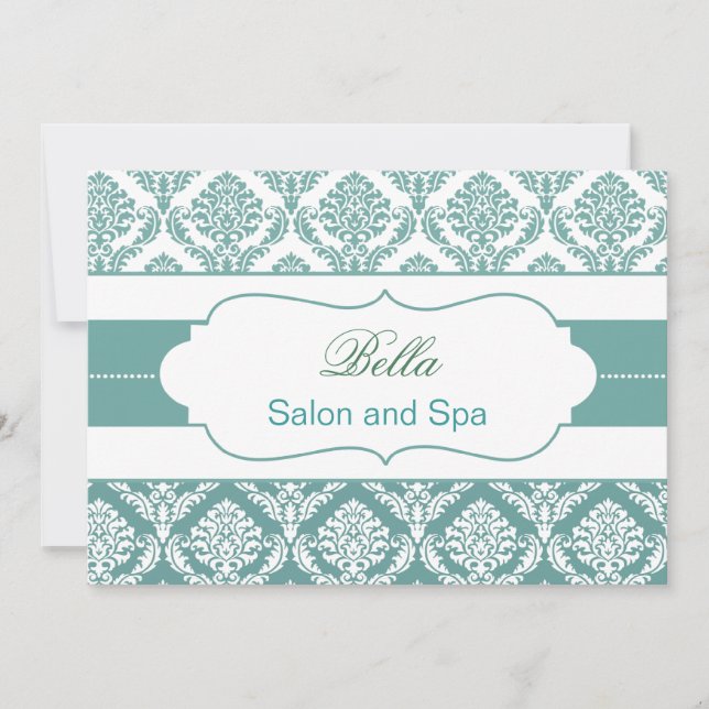 aqua damask Business Thank you Cartes (Devant)