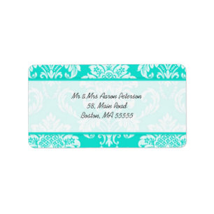 Aqua Damask Customizable Address Labels
