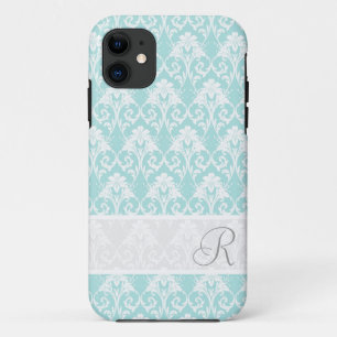 Aqua Damask MonogramPattern iPhone 5 case