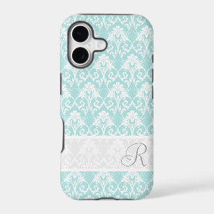 Aqua Damask MonogramPattern iPhone 5 case