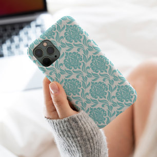 Aqua Damask Pattern iPhone 15 Pro Max Case