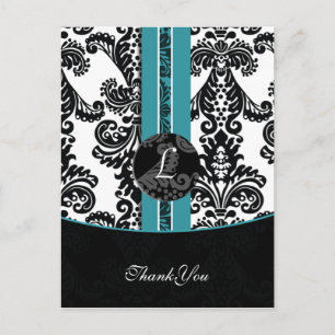 aqua damask ThankYou Cards