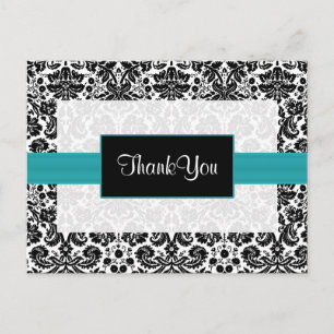 aqua  damask ThankYou Cards