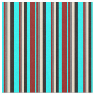 Aqua, Dark Red, Dim Grey, Tan, and Black Coloured Fabric