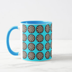 Aqua Dartboard Pattern, Mug