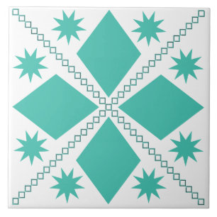 Aqua Diamond Fun   White Background   Tile