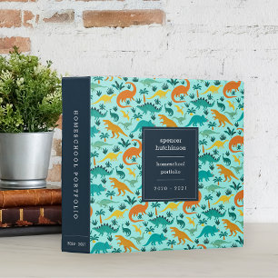 Aqua Dinosaur Pattern School or Homeschool Binder